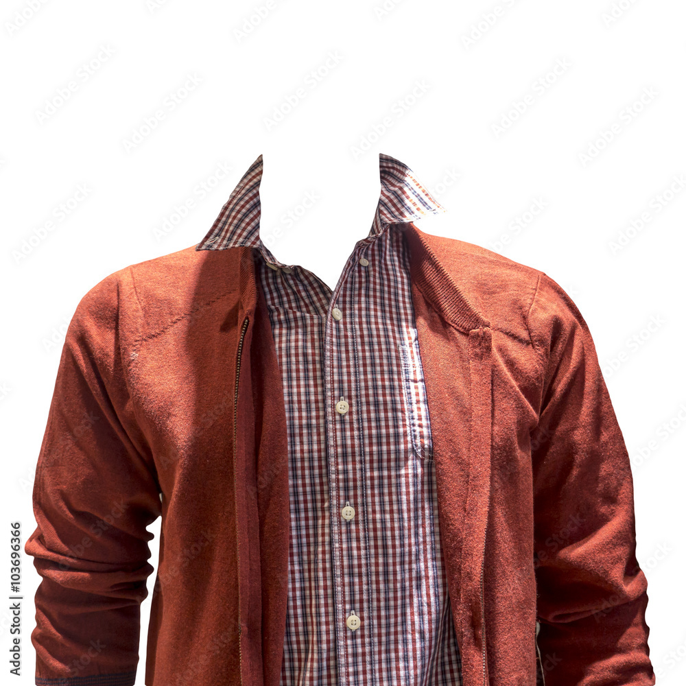 Man wearing casual without head isolated on white Stock Photo | Adobe Stock