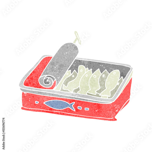 retro cartoon can of sardines