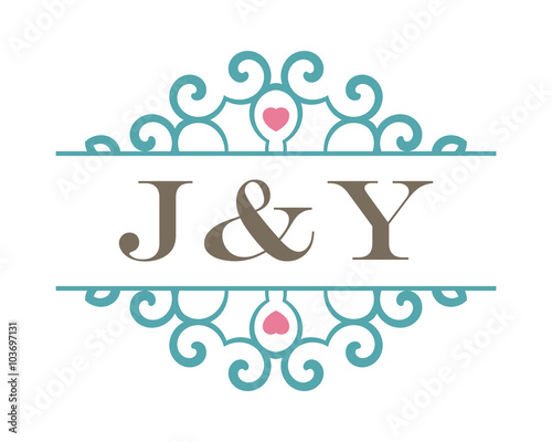 J&Y initial ornament wedding logo