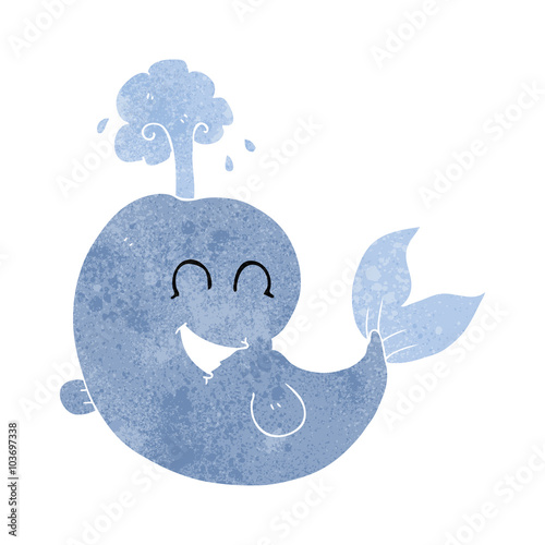 retro cartoon whale spouting water