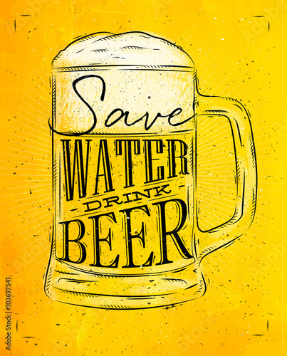 Poster drink beer yellow