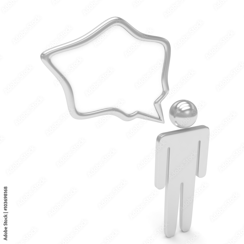 3d man with talk bubbles isolated over a white background 3d man with talk bubbles isolated over a white background