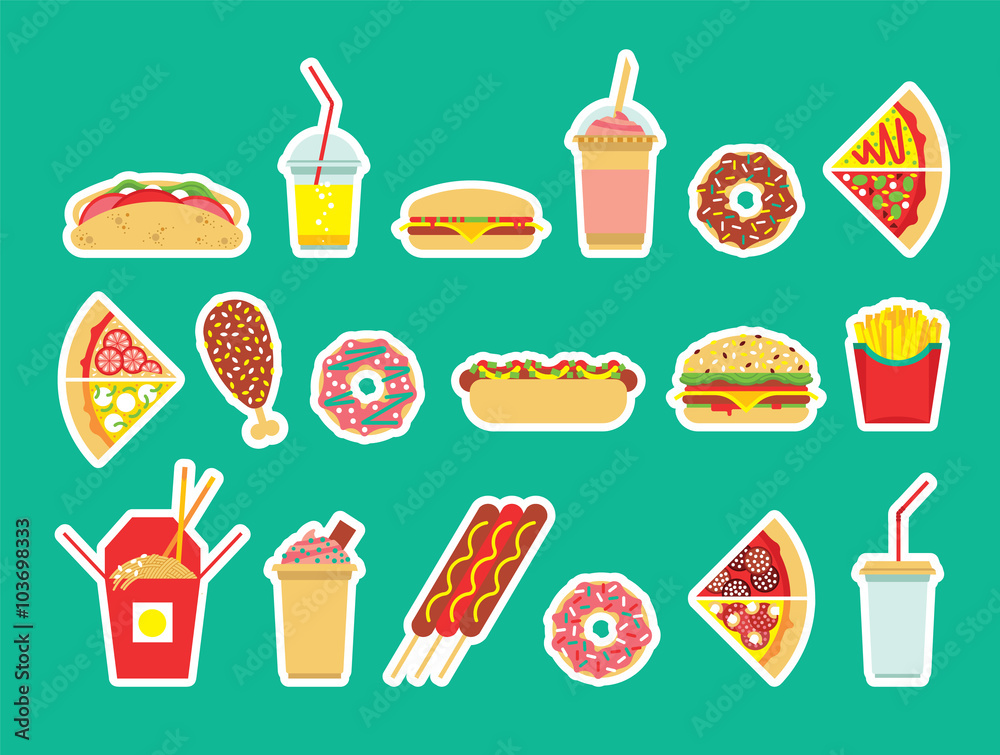 Fast food icon. Fast food isolated. Fast food menu Fast food icon. Fast food isolated. Fast food menu