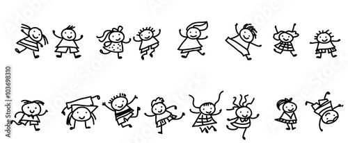 Group of sketch kids
