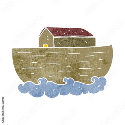 retro cartoon noah's ark