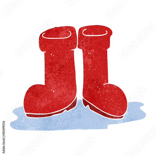 retro cartoon wellington boots in puddle