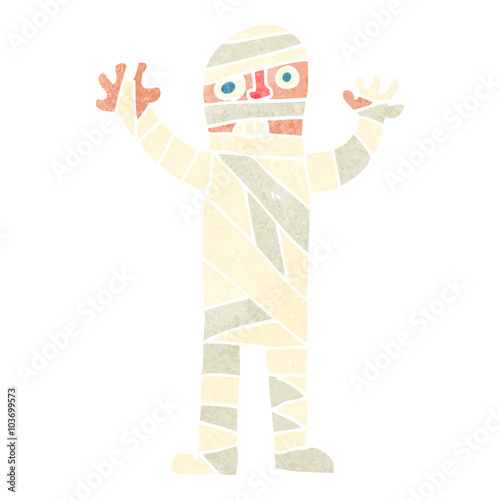 retro cartoon bandaged mummy