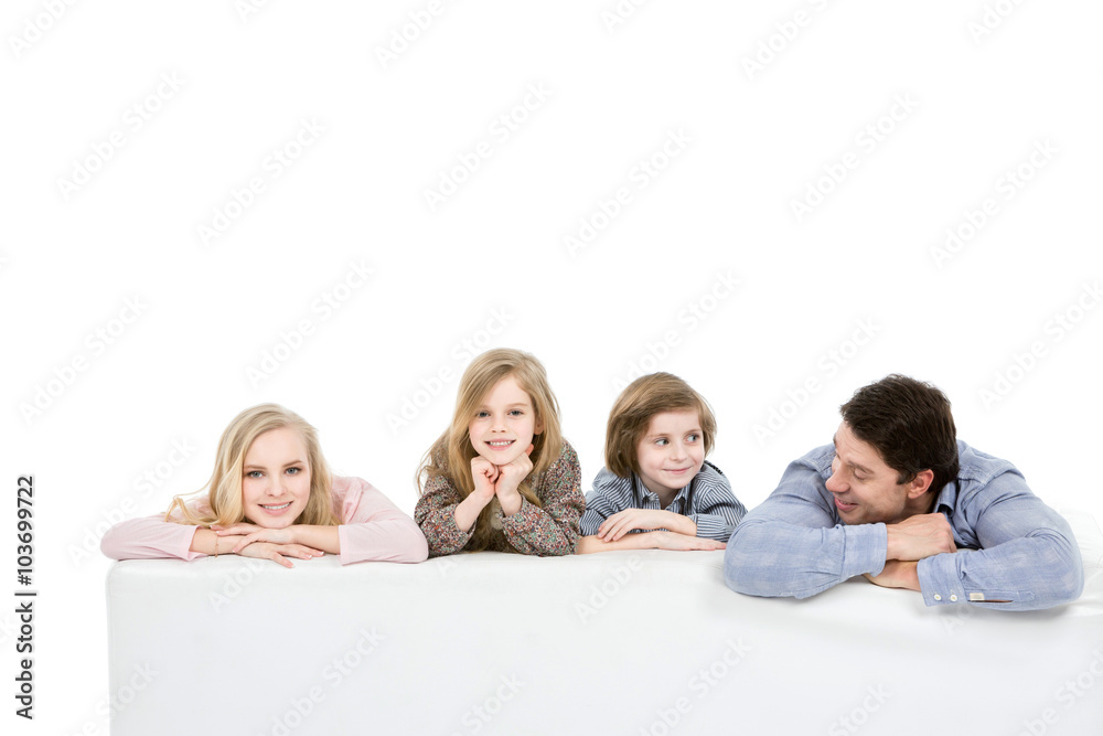 Happy family with children at home. Happy family with children at home.