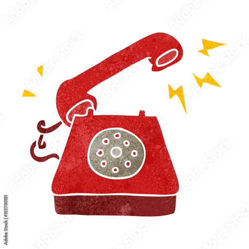 retro cartoon ringing telephone