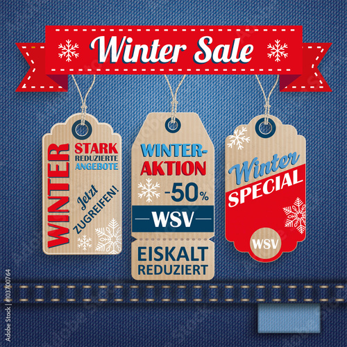 Jeans Shopping 3 Price Stickers WSV Orange