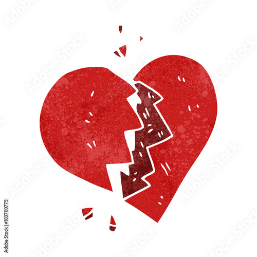 retro cartoon broken heart