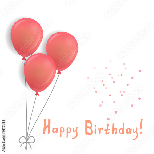 birthday card with pink balloons