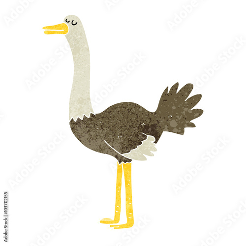 retro cartoon ostrich