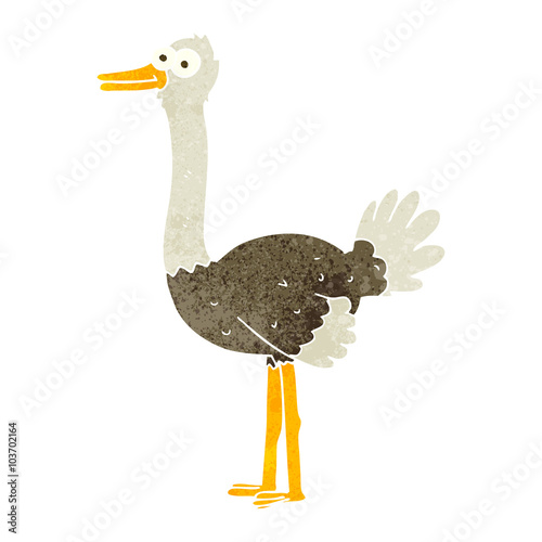 retro cartoon ostrich