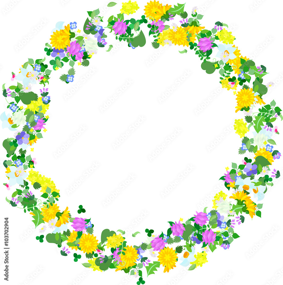 A beautiful wreath of small colorful flowers