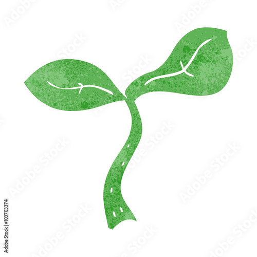 retro cartoon seedling growing