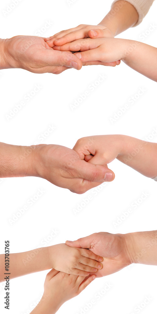 Children's palms in a reliable man's hand