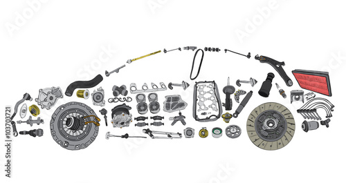 Painted car and built from a variety of parts