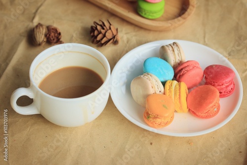 macaroons and hot coffee