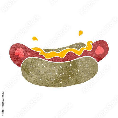 retro cartoon hotdog