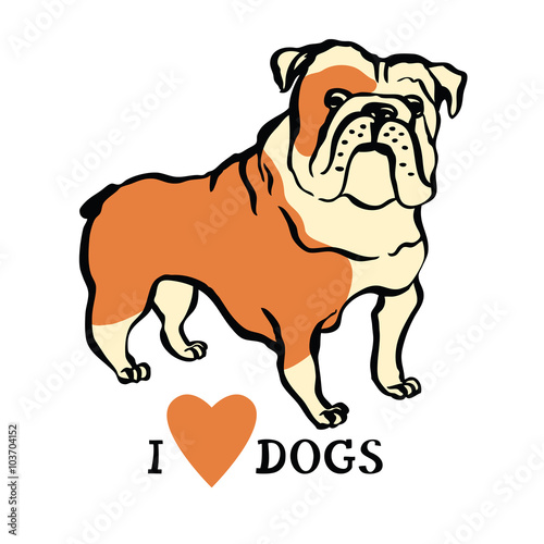 I love dogs Design with bulldog
