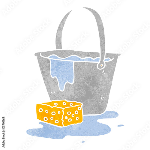 retro cartoon bucket of soapy water