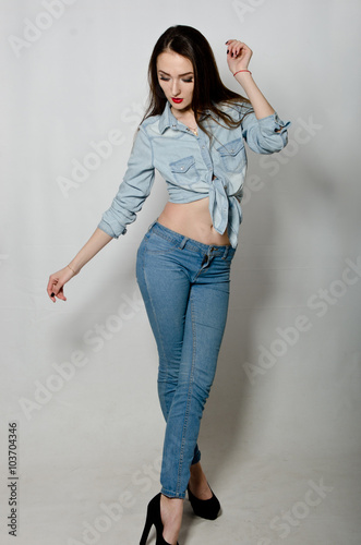 girl in denim outfit