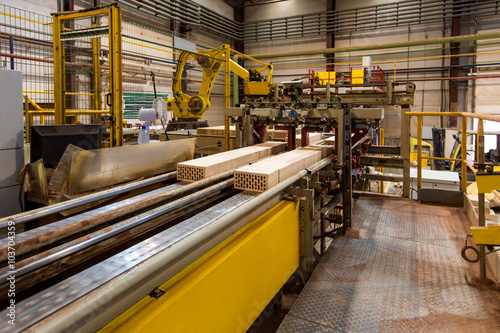 Brickworks. Image of conveyor in production hall