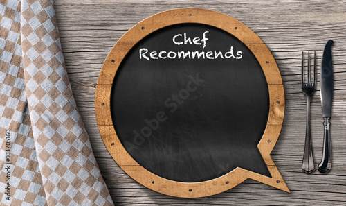 Photo Chef Recommends - Blackboard Speech Bubble Shaped / Blackboard in the shape of s