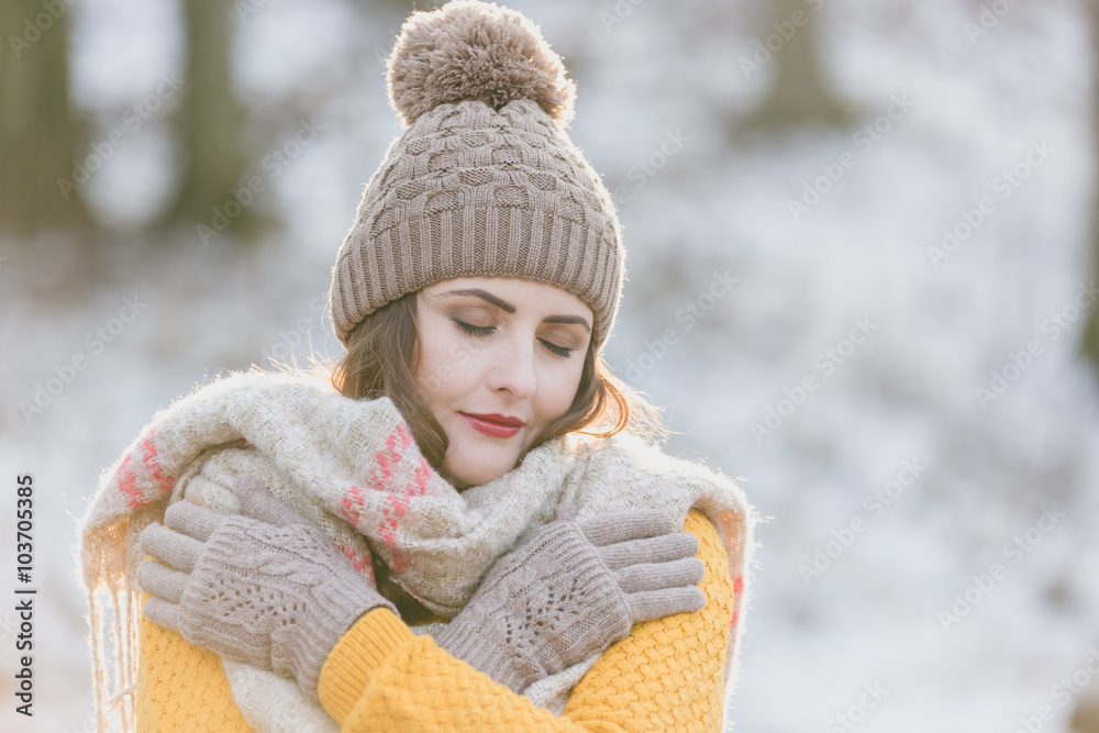 Portrait of a young woman in winter Portrait of a young woman in winter
