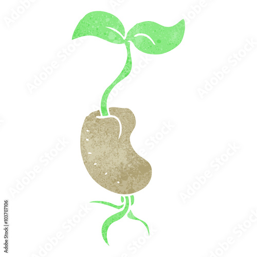 retro cartoon sprouting seed