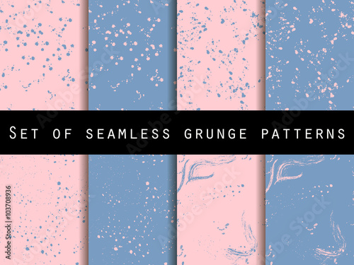 Seamless pattern in grunge style. Rose quartz and serenity violet colors. For wallpaper, bed linen, tiles, fabrics, backgrounds. Vector texture.