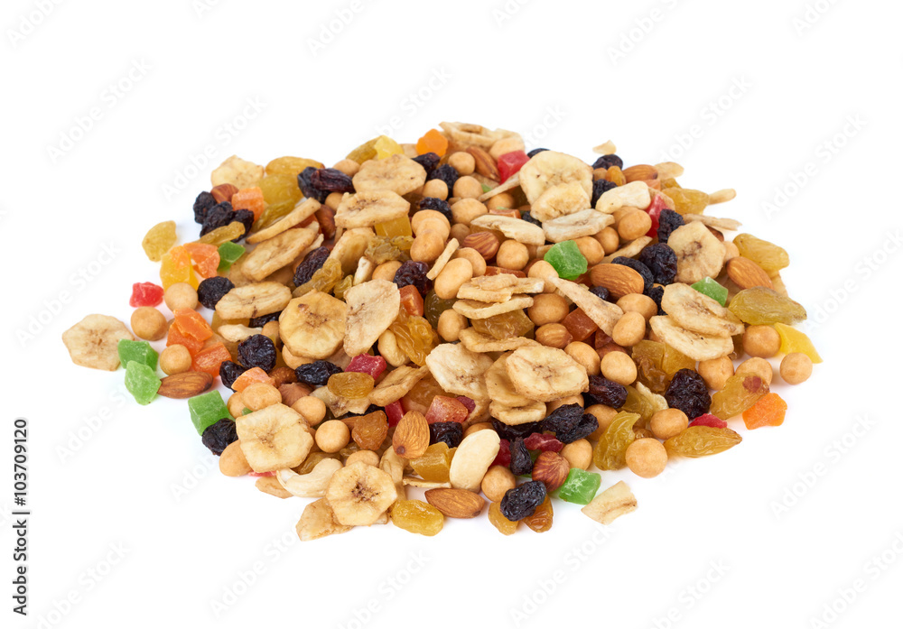 Heap of dried fruits and nuts Heap of dried fruits and nuts