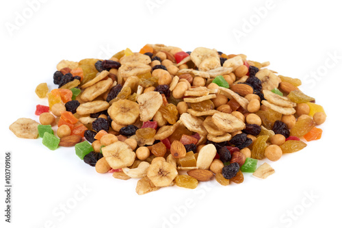 Heap of dried fruits and nuts