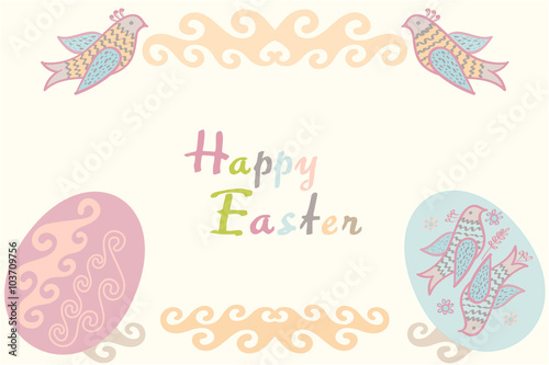 Easter card in eggs and text 