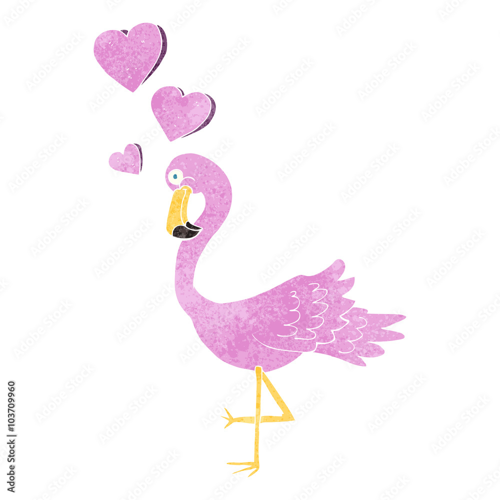 Fototapeta premium retro cartoon flamingo in love