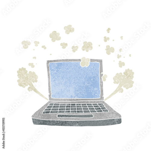 retro cartoon laptop computer fault