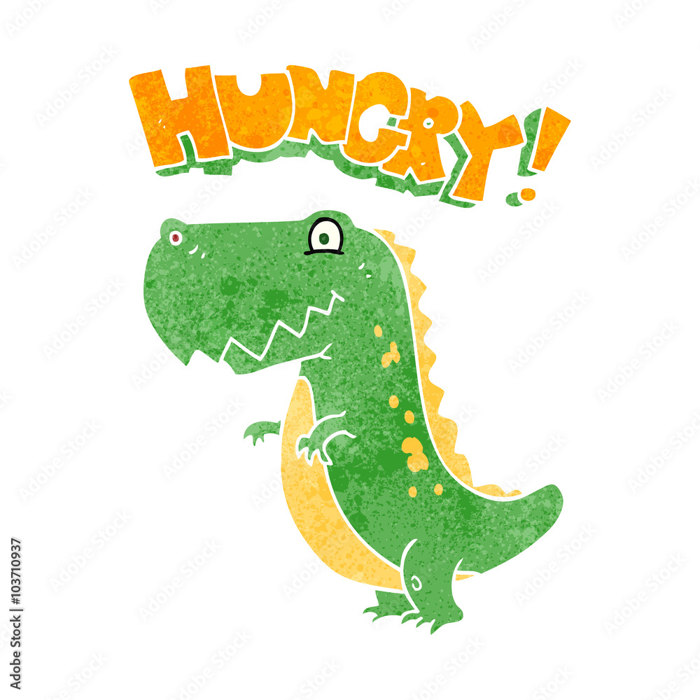 Fototapeta premium retro cartoon hungry dinosaur