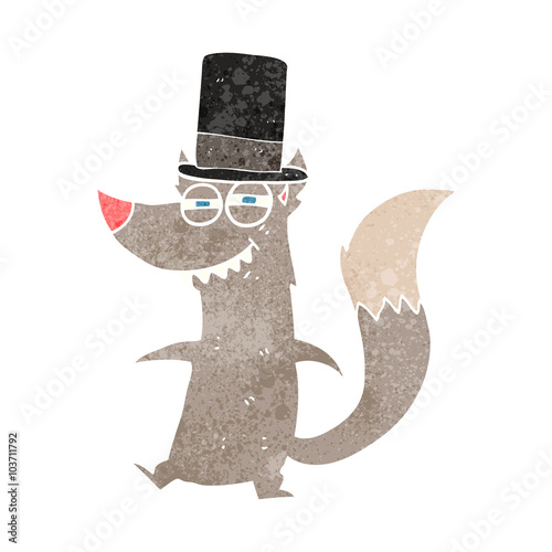 retro cartoon little wealthy wolf
