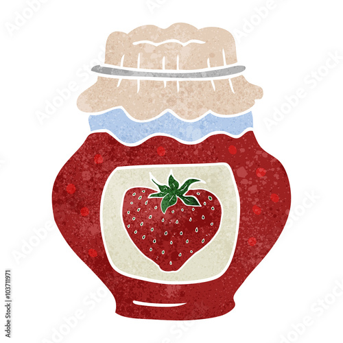 retro cartoon jar of strawberry jam