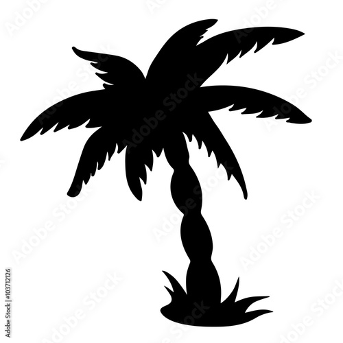 Coconut palm tree black silhouette isolated