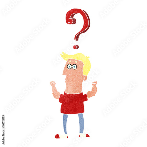 retro cartoon man with question
