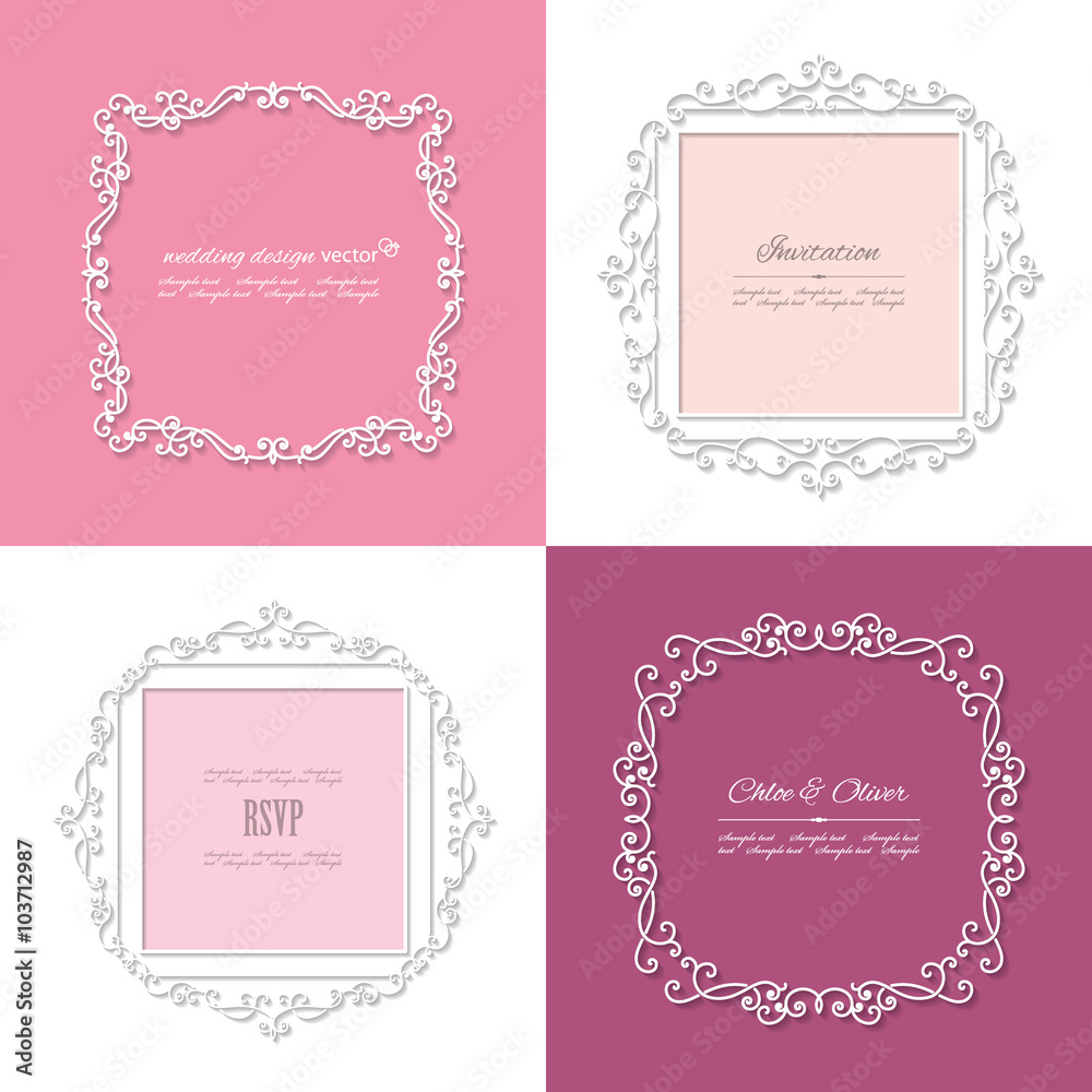 Filigree paper cut frames. Can be used for wedding design. Filigree paper cut frames. Can be used for wedding design.