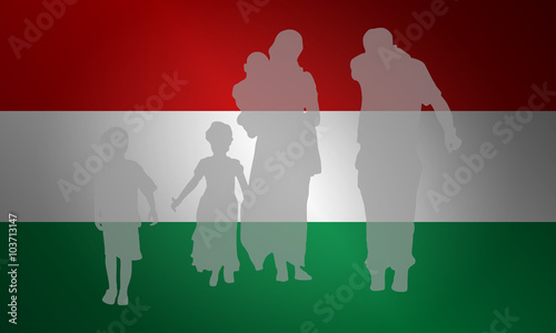 Silhouette von Flüchtlingen - Ungarn