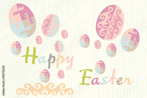 Easter card in eggs and text 