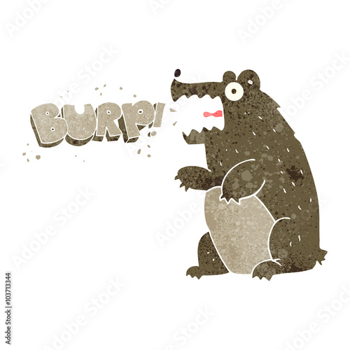 retro cartoon bear burping