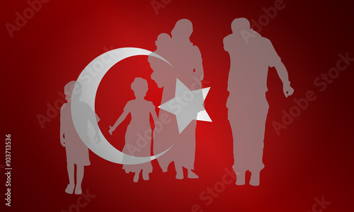 Silhouette von Flüchtlingen - Türkei