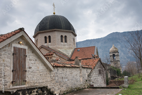 Medieval orthodox church in old town in Kotor