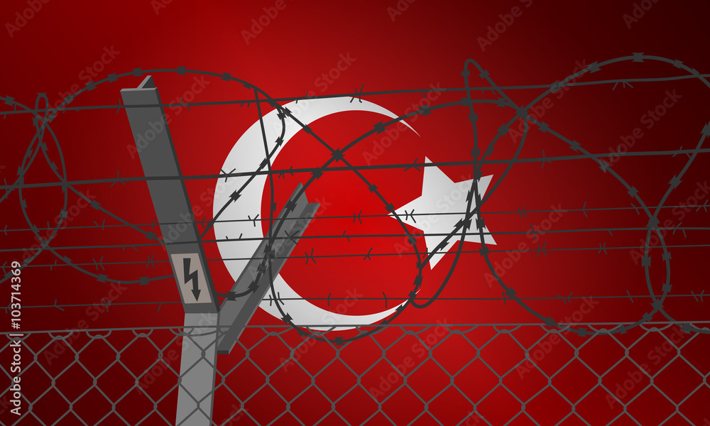 Grenzzaun mit Stacheldraht - Türkei