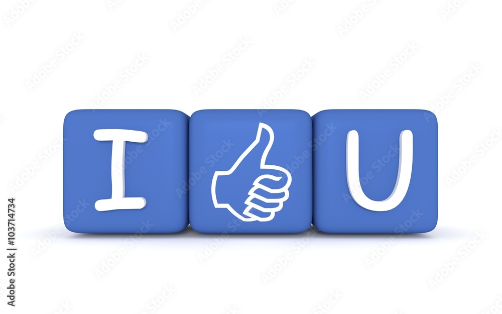 I Like You: blue cubes on white background I Like You: blue cubes on white background